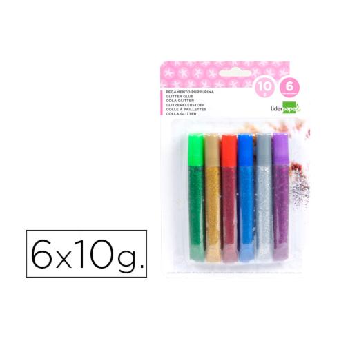 LIDERPAPEL Cola brilhante 6 cores metálicas