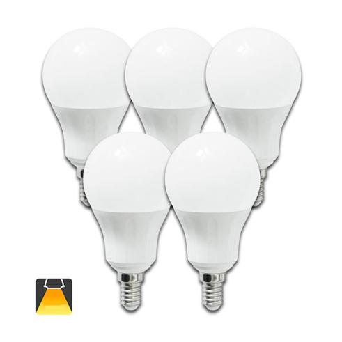 Pacote de 5 lâmpadas LED A5 A60 / 8W E14 Luz Quente 3000K