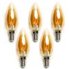 Pacote de 5 lâmpadas de filamento de LED E14 C35 4W luz quente 2200K