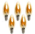 Pacote de 5 lâmpadas de filamento de LED E14 C35 4W luz quente 2200K