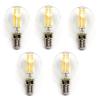 Pacote de 5 Lâmpadas de filamento LED E14 G45 4W luz quente 2700K