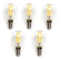 Pacote de 5 Lâmpadas de filamento LED E14 G45 4W luz quente 2700K