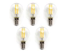 Pacote de 5 Lâmpadas de filamento LED E14 G45 4W luz quente 2700K