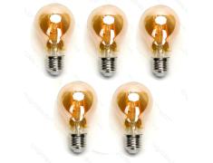 Pacote 5 Lâmpadas de filamento LED E27 A60 6W Luz Quente 2200K