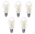 Pacote 5 Lâmpadas de filamento LED E27 ST64 6W luz quente 2700K