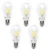 Pacote 5 Lâmpadas de filamento LED E27 ST64 6W luz fria 6500K
