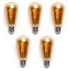 Pacote 5 Bulbos de filamento LED E27 ST64 8W luz quente 2200K