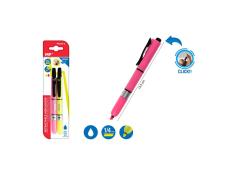 Marcador Fluorescente Retrátil Amarelo e Rosa