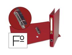 Capa de Papel Folio Forrada com 2 Argolas de 25mm com Ilhó e Suporte para Cartão de Compressor de Plástico Vermelho