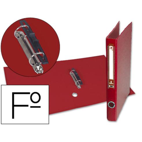 Capa de Papel Folio Forrada com 2 Argolas de 25mm com Ilhó e Suporte para Cartão de Compressor de Plástico Vermelho
