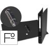 Capa de Papel Folio Forrada com 2 Argolas de 25mm com Ilhó e Suporte para Cartão de Compressor de Plástico Preto