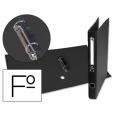 Capa de Papel Folio Forrada com 2 Argolas de 25mm com Ilhó e Suporte para Cartão de Compressor de Plástico Preto