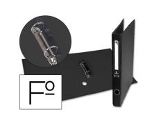 Capa de Papel Folio Forrada com 2 Argolas de 25mm com Ilhó e Suporte para Cartão de Compressor de Plástico Preto