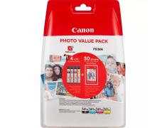 Canon CLI581XL Pacote de 4 Originais + 50 Folhas de Papel Fotográfico