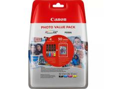 Canon CLI-551 Pacote de 4 originais + 50 folhas de papel fotográfico