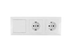 Conjunto de 2 Tomadas Tipo Schuko + Interruptor de 2 Vias