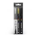 MTN Pack Marcador Acrílico Metálico 3u 1mm (Plata, Oro, Negro)