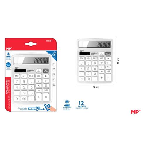 Calculadora de mesa solar e baterias Branco MP