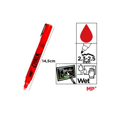 Marcador de Giz Líquido Vermelho limpeza úmida