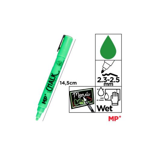 Marcador de Giz Líquido Verde limpeza úmida