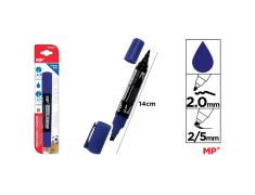 Marcador Permanente Azul Dupla Ponta em Blister