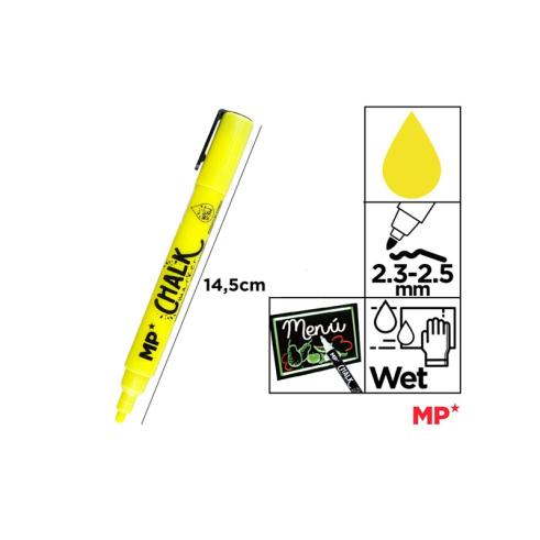Marcador de Giz Líquido Amarelo limpeza úmida
