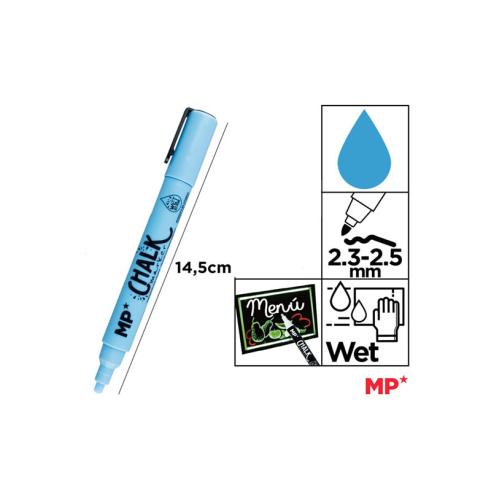 Marcador de Giz Líquido Azul limpeza úmida