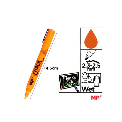 Marcador de Giz Líquido Laranja limpeza úmida