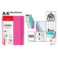 Caderno Espiral Cervantes A4 com 3 Divisores em Grade 5x5mm Capa Dura 120 Folhas 90g Rosa/Verde Água/Azul Claro