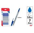 Pack de Canetas Azuis Ponta 1mm 7u MP