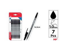 Pack de Canetas Preta Ponta 1mm 7u MP