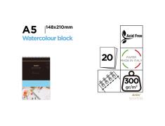 Bloco de Desenho para Pinturas em Aquarela e Têmpera 20 Folhas 300g/m² A5