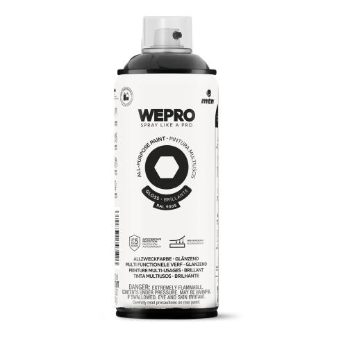 Spray MTN WEPRO Solvent Brillante NEGRO COSMOS - RAL 9005