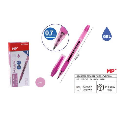 Caneta de tinta gel rosa 0,7 mm MP