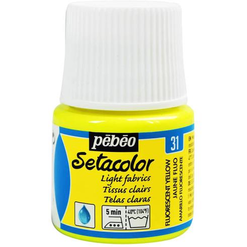 Pintura Pébéo Setacolor Tejidos Claros Amarillo Fluor 45 ml