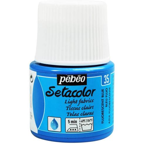 Pintura Pébéo Setacolor Tejidos Claros Azul Fluor 45 ml