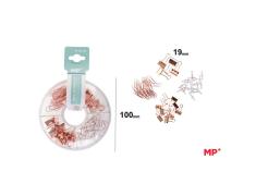Acessórios de mesa de ouro rosa - rosquinha com pinos de 2 tamanhos, clipes pequenos e tachinhas