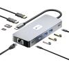 Adaptador Leotec 10 em 1 USB-C a 2xHDMI, 3xUSB-A 3.0, 1xUSB-C PD, 1xUSB-C, 1xRJ45, 1xTF/SD+1xMicroSD Color Cinza