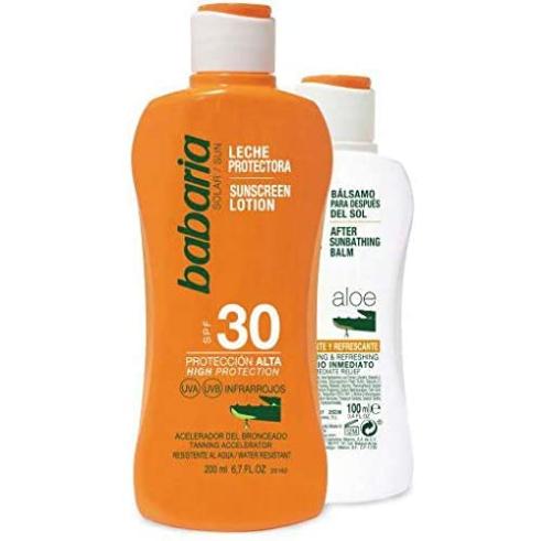 BABARIA PACK DE PROTEÇÃO DE LEITE FPS 30 ALOE VERA + PÓS SOL BALM ALOE VERA 100 ML GRÁTIS