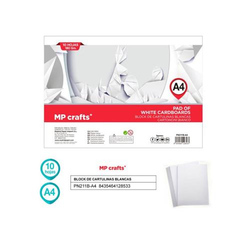 Bloco de Papelão Branco 10 Folhas A4 180g