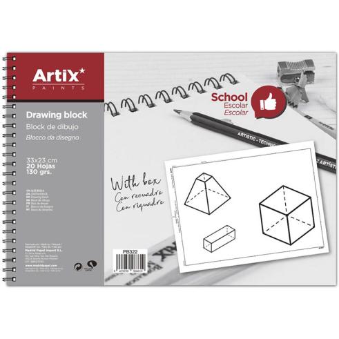 Bloco de desenho com caixa 23x33cm 20 folhas 130g