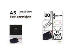Bloco de Desenho Papel Preto 200 G/M² A5 20 Folhas
