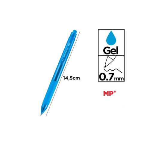Caneta Retrátil Ponta Tinta Gel 0.7mm Azul Claro MP