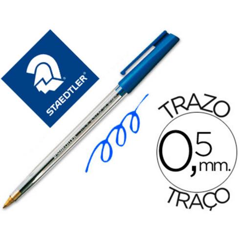 Caneta Esferográfica Staedtler Stick Azul com Tampa