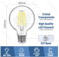 Lâmpada LED Filamento E27 G80 4W Luz Quente 6500K