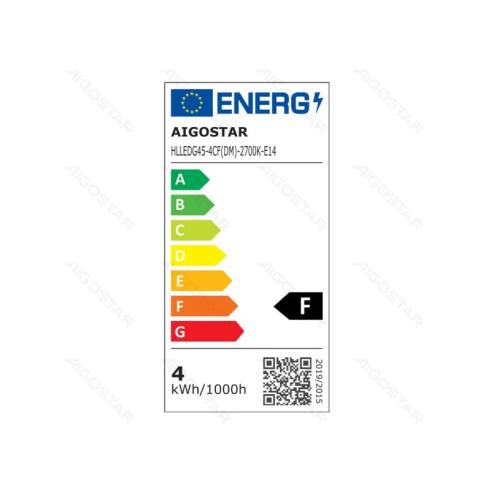 Lâmpada LED Filamento Regulável E14 G45 4W Luz Quente 2700K