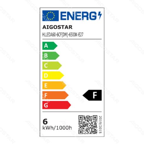 Lâmpada de filamento LED Regulável E27 A60 6W Luz Fria 6500K