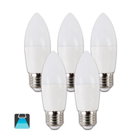 LED BULB A5 C37 / 5W E27 6400K LUZ BRANCA (CONJUNTO DE 5 UNIDADES)