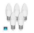LED BULB A5 C37 / 6W E27 6400K LUZ BRANCA (CONJUNTO DE 5 UNIDADES)