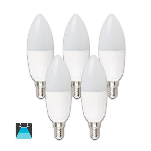 LED BULB A5 C37 / 7W E27 6400K LUZ BRANCA (CONJUNTO DE 5 UNIDADES)